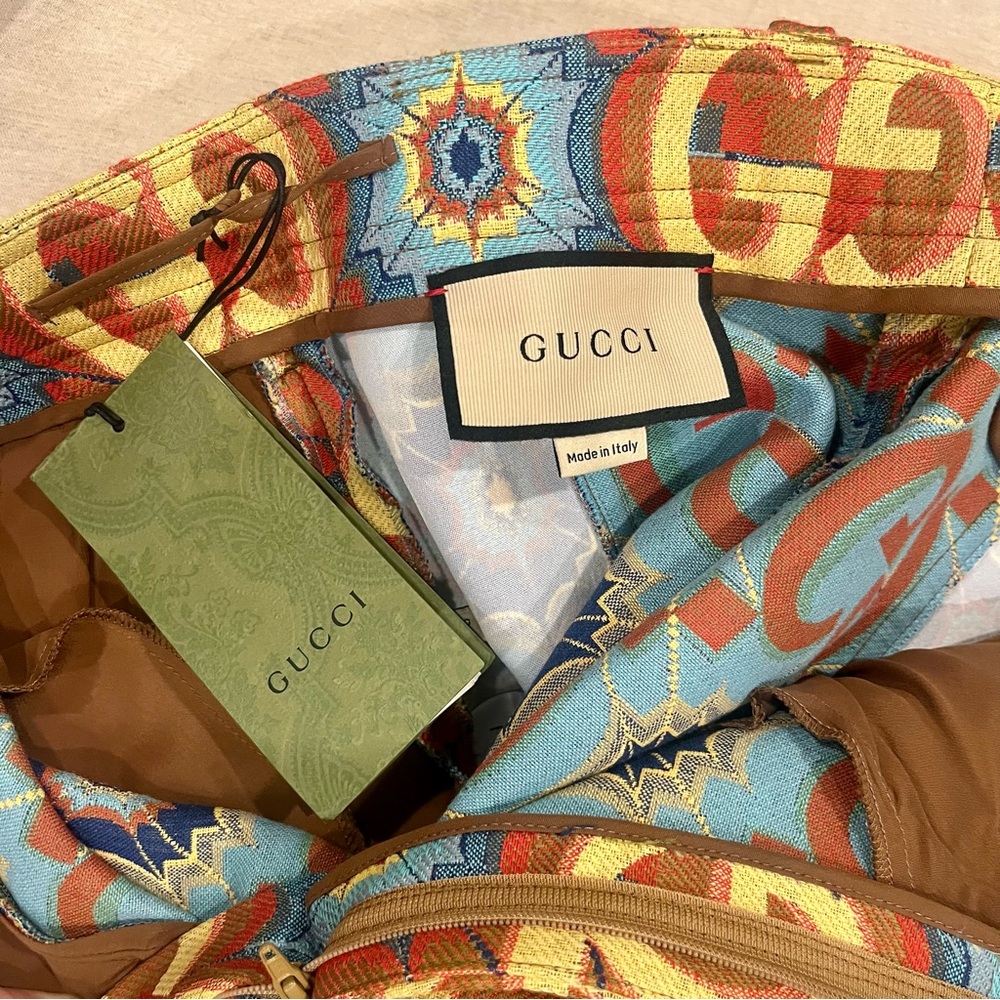 $2950 Gucci Psychedelic GG Logo With Leather Detail Trousers - Picture 10 of 15